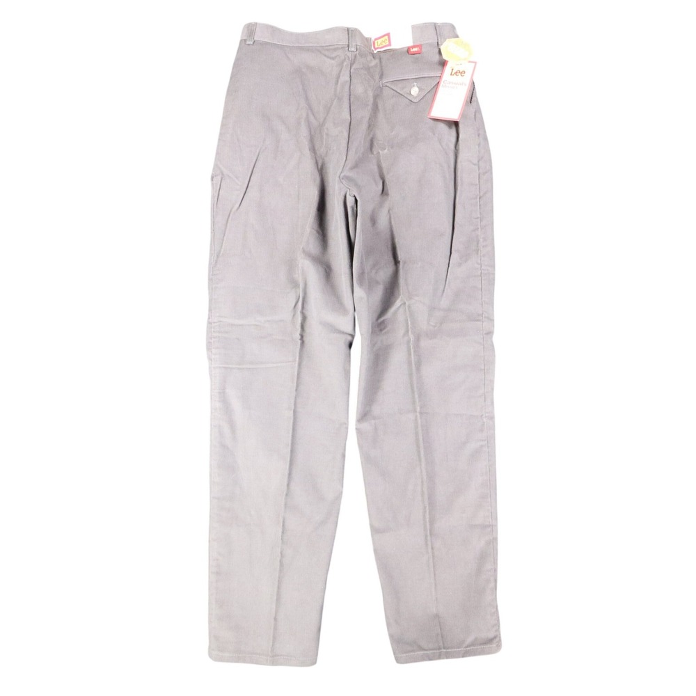 Lee Casuals Triple Pleat Pants Misses 18 Vintage Gray Corduroy Tapered USA NWT
